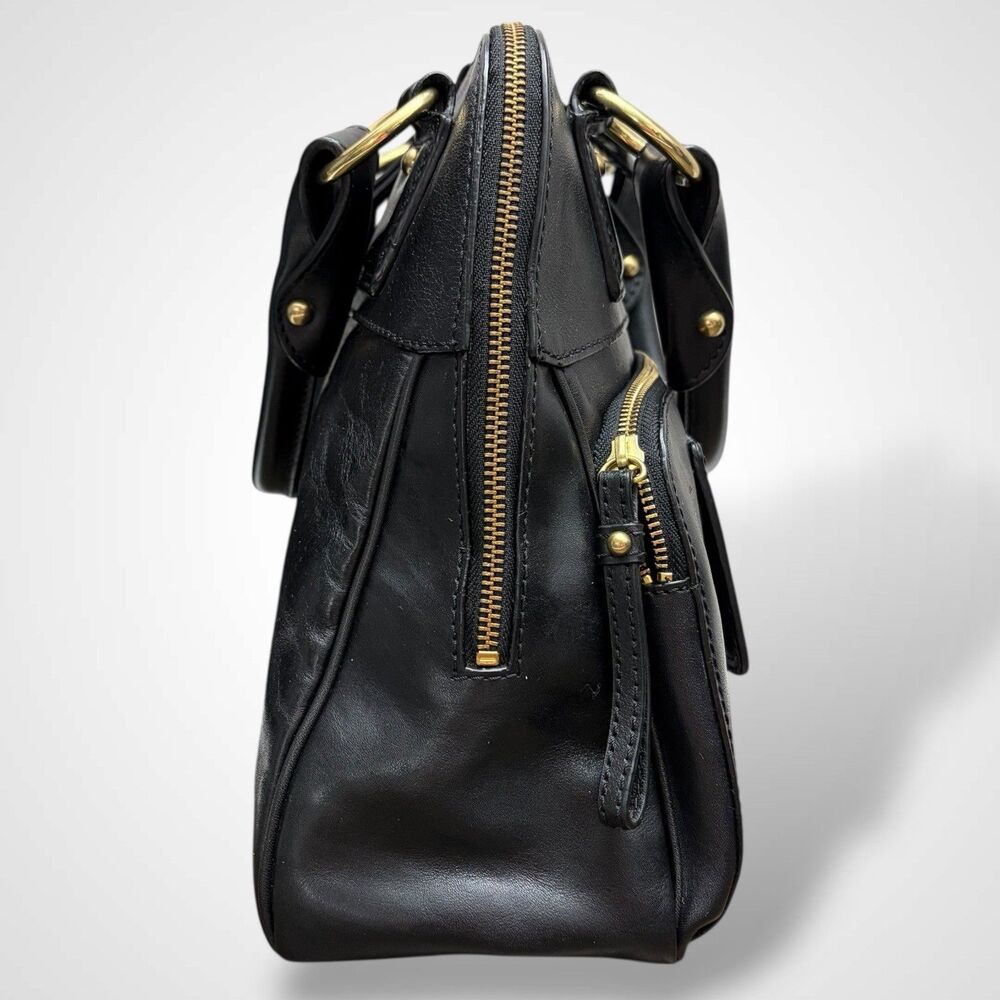 Banana Republic Handbag Black Genuine Leather Purse Doble Handle Classic Preppy - Picture 4 of 13
